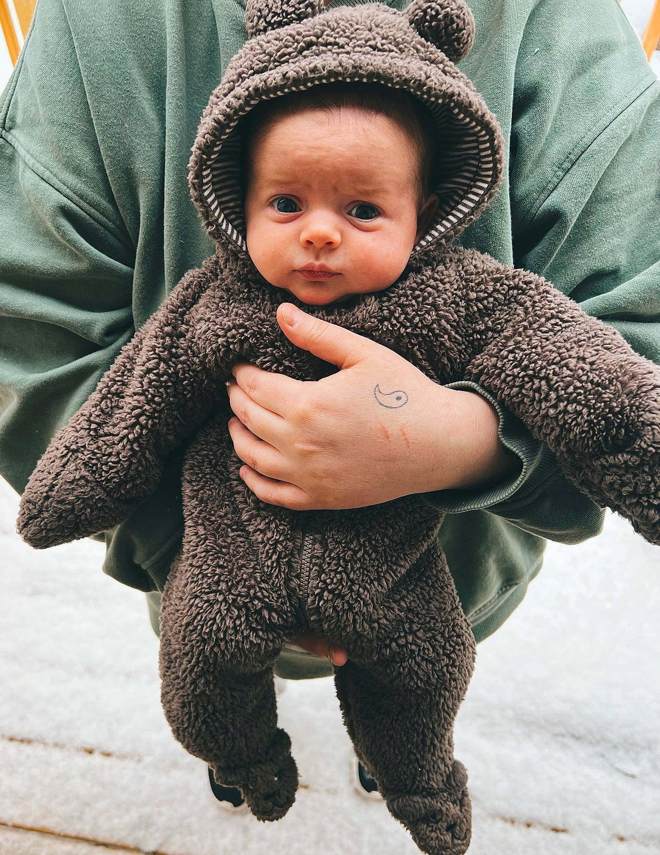 Alora joined the competition — help win amazing prizes! baby, baby_toddler_clothing, cap, cool, dress, eye, finger, gesture, happy, headgear, human_body, knit_cap, outerwear, person, skin, sleeve, textile, toddler, winter, wool