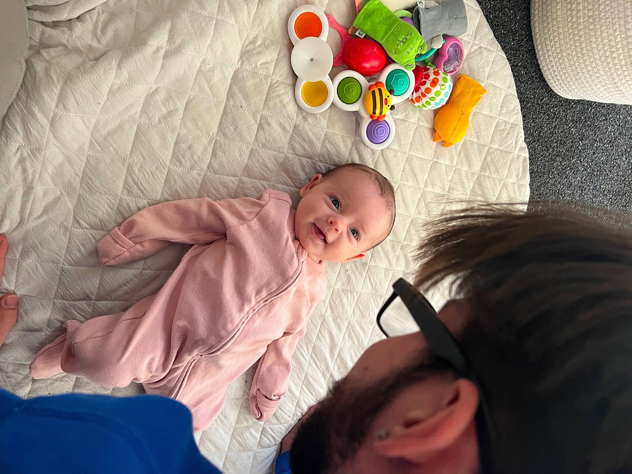 Alora joined the competition — help win amazing prizes! baby, baby_products, baby_toddler_clothing, bedtime, cheek, child, comfort, event, fun, happy, human_body, iris, mouth, nose, person, pink, product, room, skin, smile