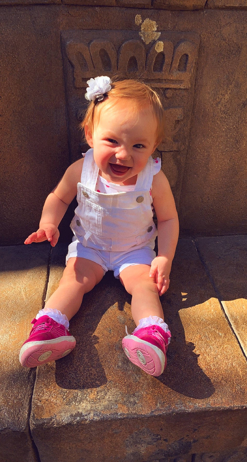 Memphis joined the competition — help win amazing prizes! baby_toddler_clothing, child, flash_photography, fun, hair, hairstyle, hand, happy, human_body, knee, leg, organ, person, pink, shoe, skin, smile, sneakers, swing, thigh