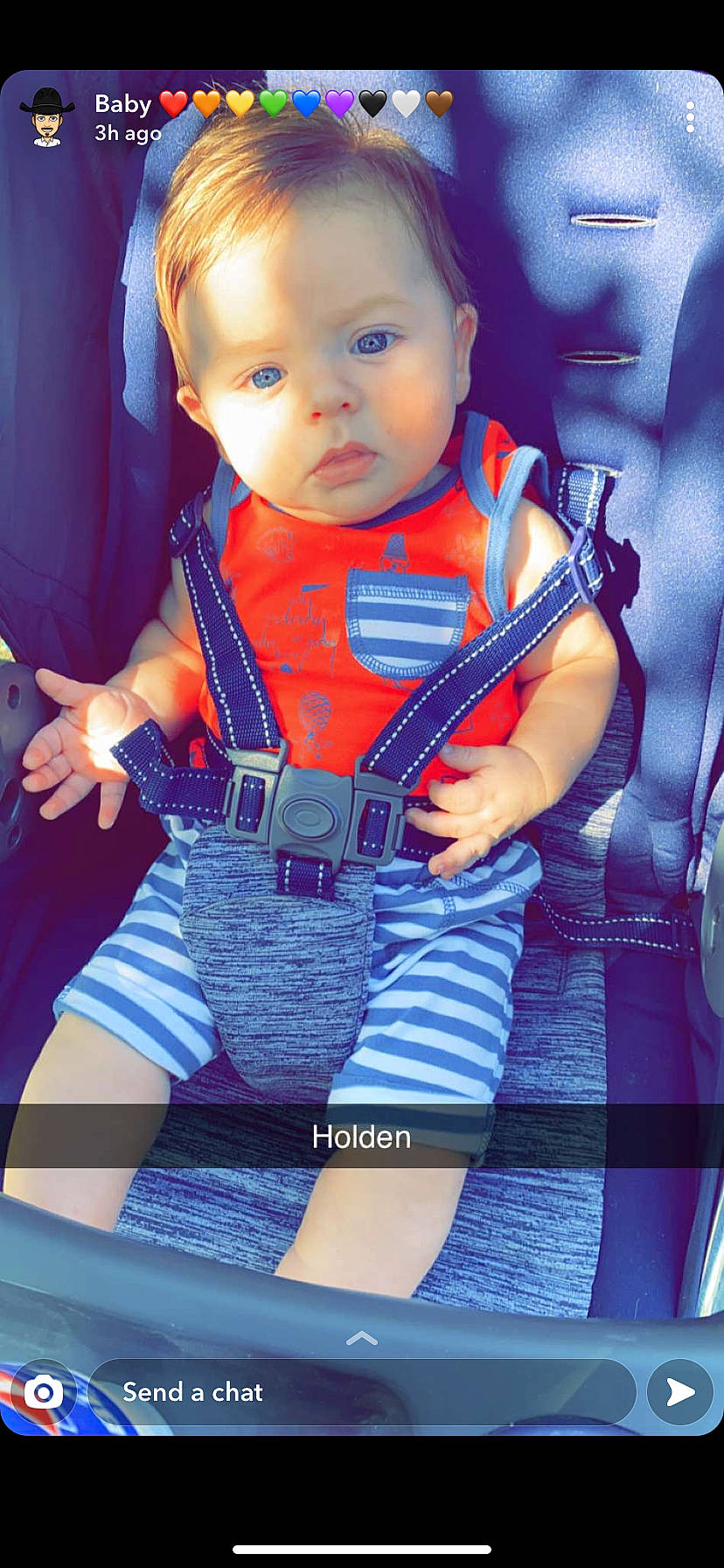 Holden joined the competition — help win amazing prizes! baby, baby_carriage, baby_products, baby_safety, baby_toddler_clothing, blue, car_seat, cheek, child, electric_blue, overall, pattern, person, strap, toddler, trunk