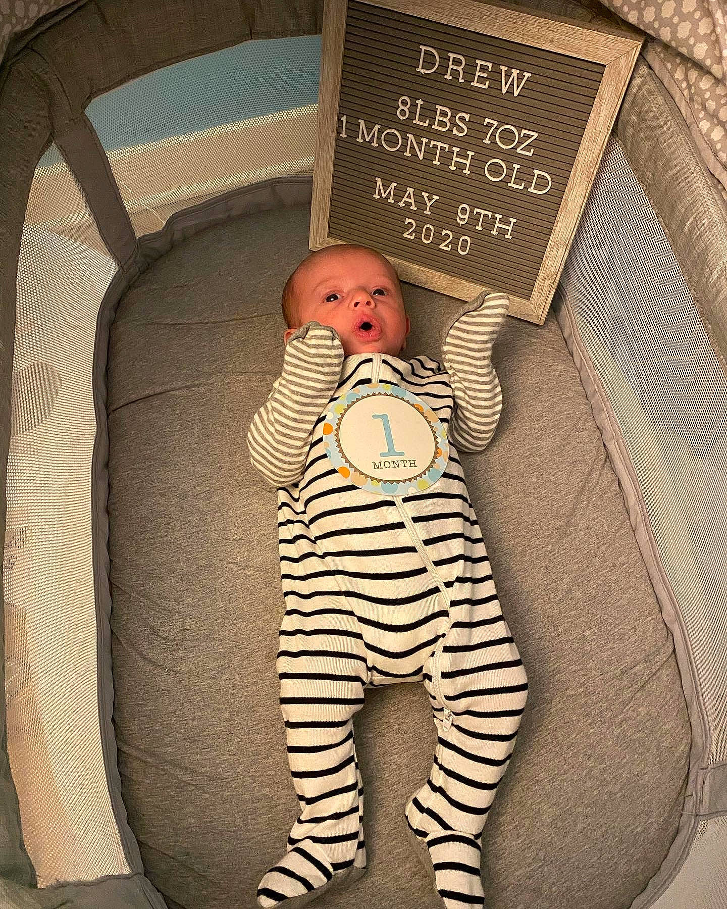 Drew is registered to the contest to win money with this photo: baby, baby_products, child, joint, person, product, standing, tights, toddler