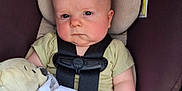 Dustin joined the competition — help win amazing prizes! baby, blanket, car_seat, child, clothing, comfort, cute, holding, indoors, infant, person, portrait, rest, safety_harness, seat, serious_face, soft_toy, straps, teddy_bear, young_child