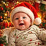 Dustin joined the competition — help win amazing prizes! baby, child, santa_hat, christmas, holiday, festive, smiling, cute, indoors, decorations, presents, tree, lights, cozy, teddy_bear, winter, portrait, happy, infant, celebration