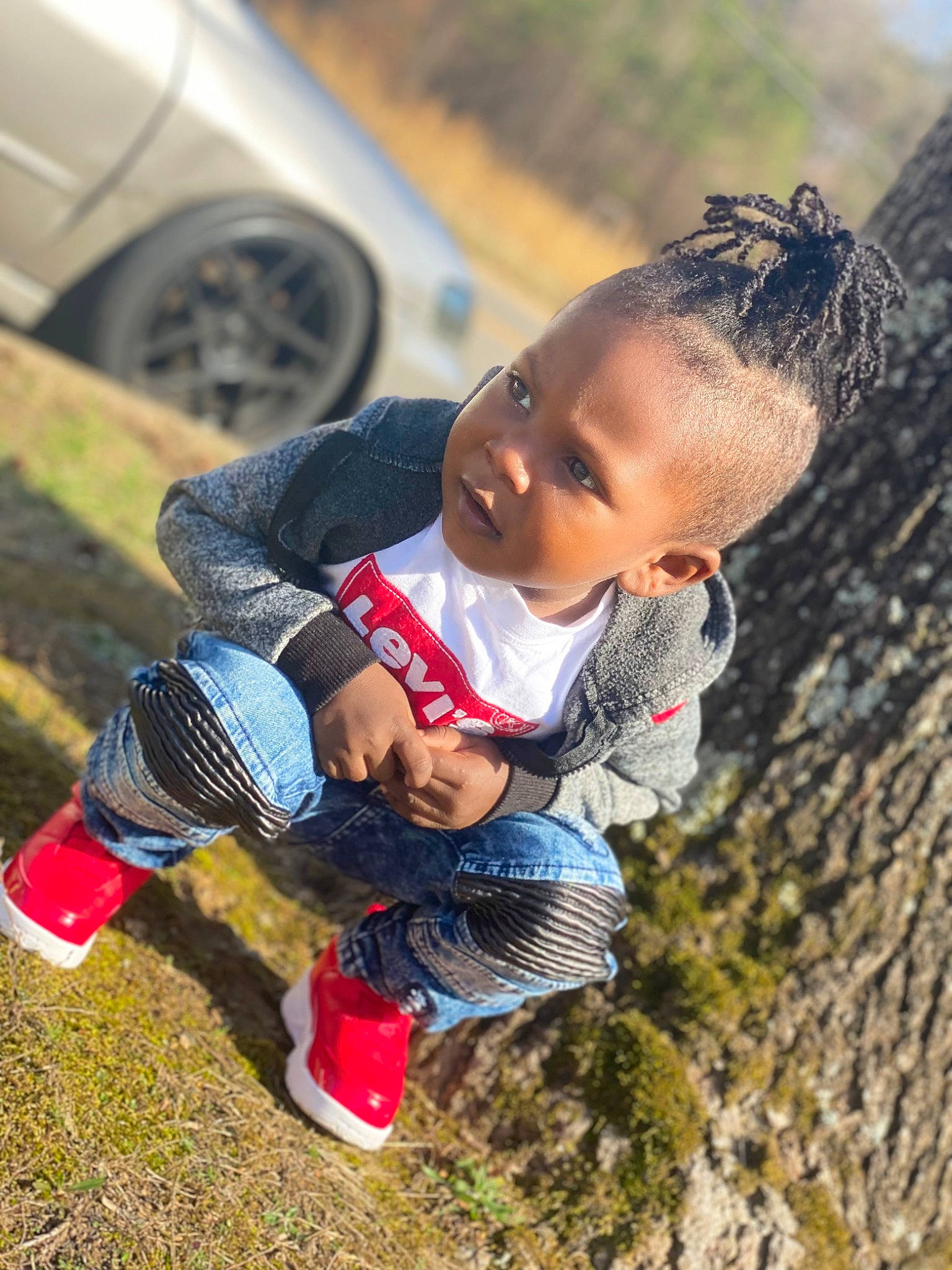 Malahki joined the competition — help win amazing prizes! adventure, baby, child, face, fun, grass, happy, landscape, leaf, leisure, people_in_nature, person, play, recreation, sitting, soil, tire, toddler, tree, vacation