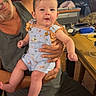 Sophia joined the competition — help win amazing prizes! adult, baby, casual_clothing, chair, child, curtains, family_photo, furniture, glasses, happy, holding, indoor, living_room, man, overalls, person, smile, table, window, wooden_floor