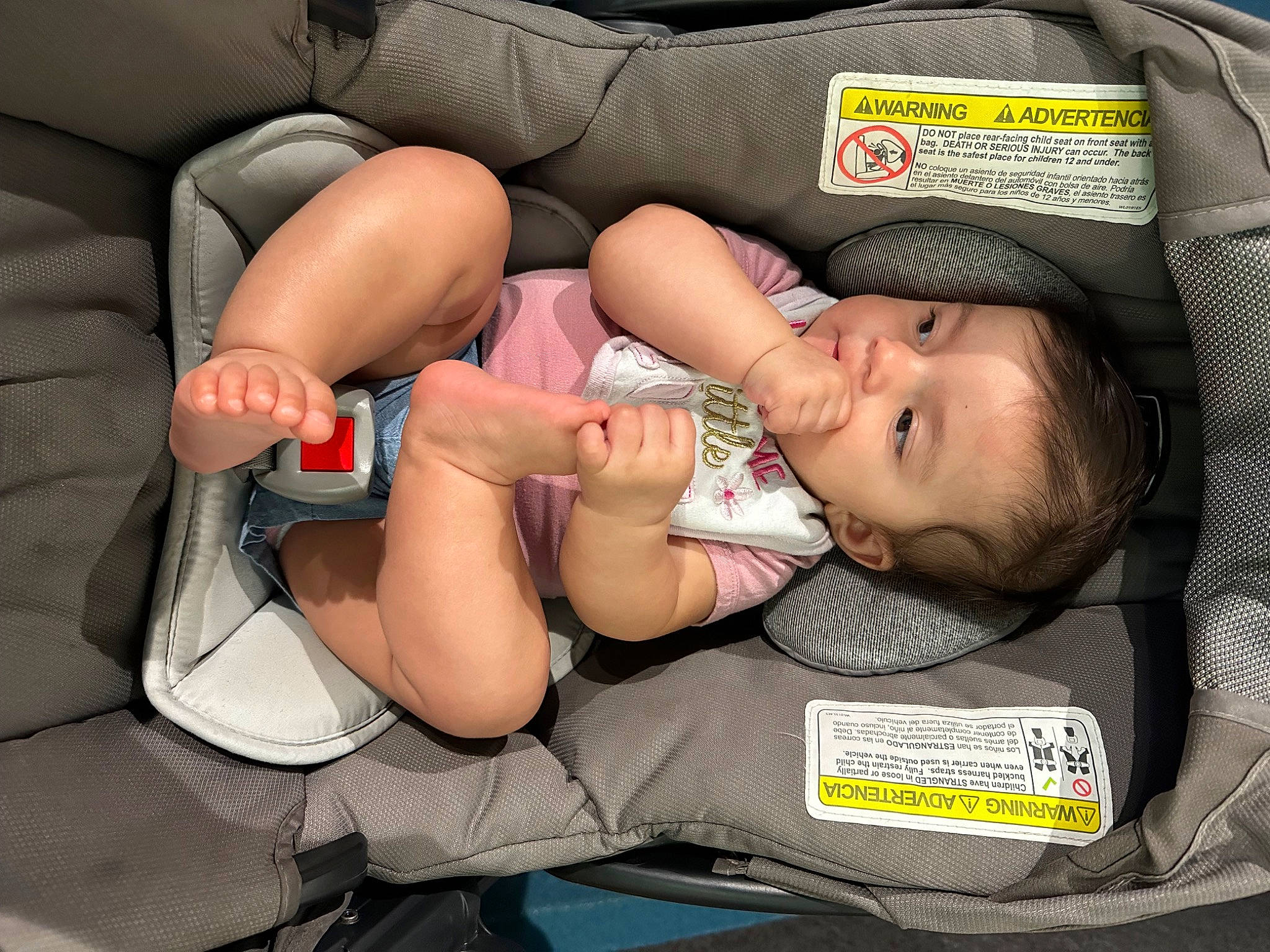 Helena joined the competition — help win amazing prizes! auto_part, baby, baby_carriage, baby_in_car_seat, baby_products, car_seat, child, comfort, elbow, finger, gesture, human_leg, knee, lap, mouth, nail, person, smile, thigh, thumb