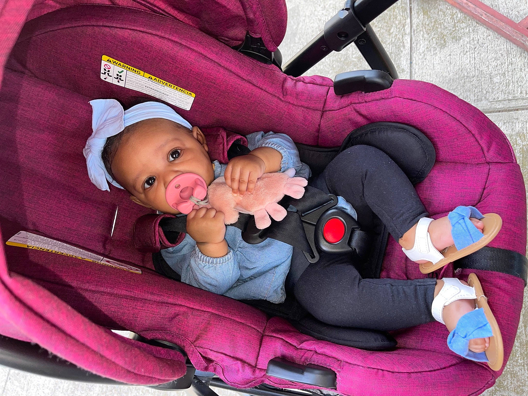 Illiana joined the competition — help win amazing prizes! auto_part, baby, baby_carriage, baby_in_car_seat, baby_products, baby_toddler_clothing, car_seat, child, comfort, fun, lap, leisure, mammal, person, pink, product, purple, sitting, textile, toddler