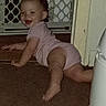 baby, baby_gate, candid, carpet, child, crawling, cute, door, expression, floor, happy, home, indoors, infant, onesie, person, playful, smiling, toddler, young
