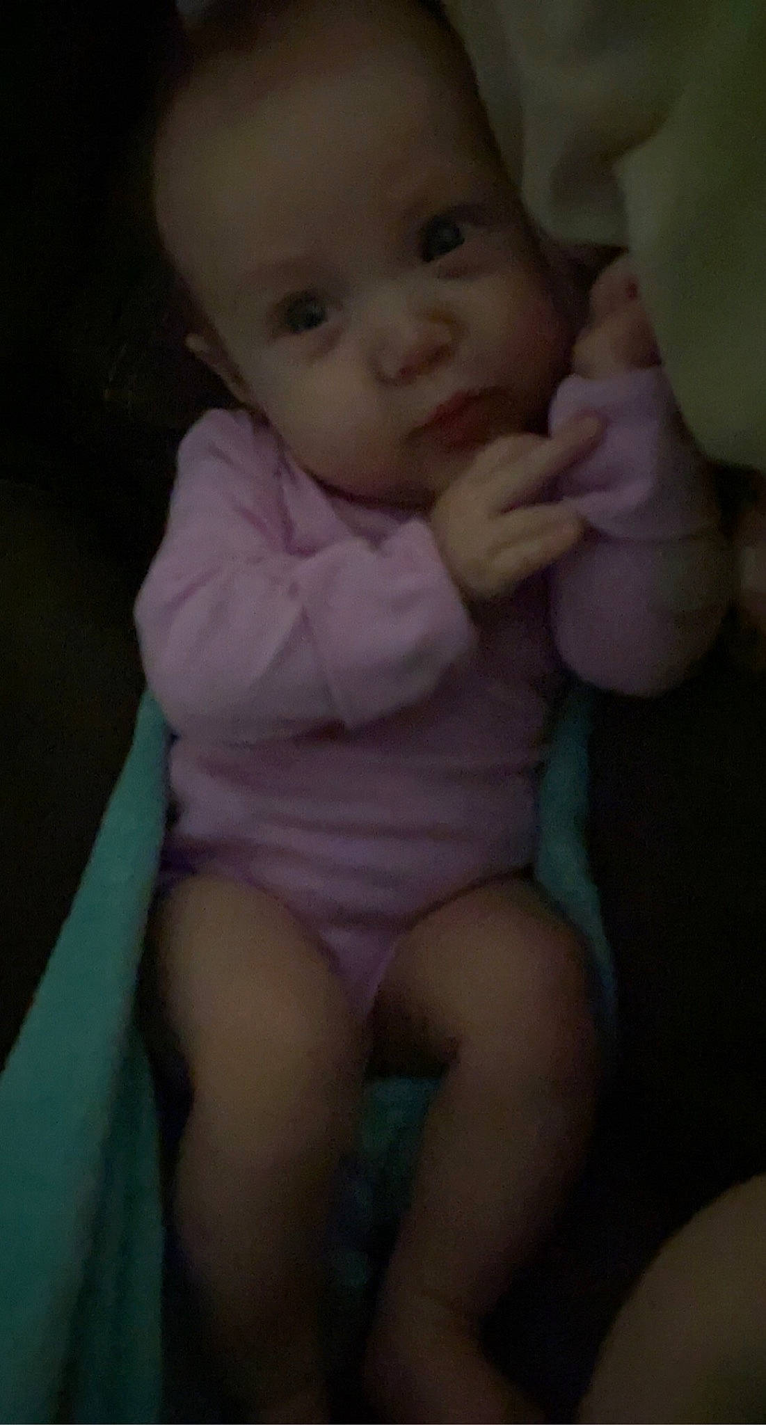 Kinsley joined the competition — help win amazing prizes! baby, baby_toddler_clothing, cheek, eye, face, finger, gesture, happy, head, iris, lip, nose, person, pink, skin, sleeve, smile, thigh, thumb, toddler