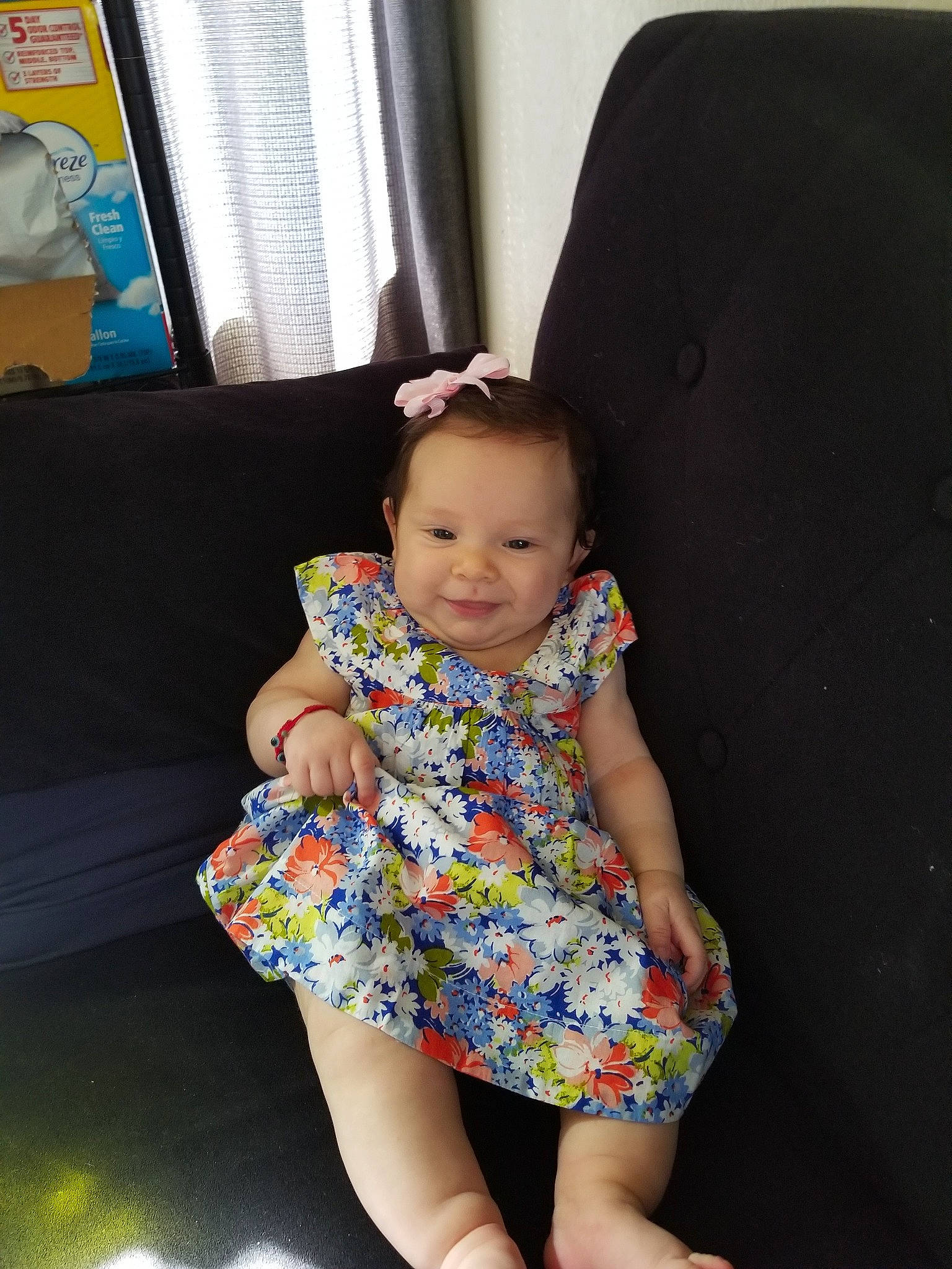 Leyla joined the competition — help win amazing prizes! baby, beauty, cheek, child, daughter, dress, ear, finger, fun, iris, leg, person, sitting, skin, smile, toddler, vacation