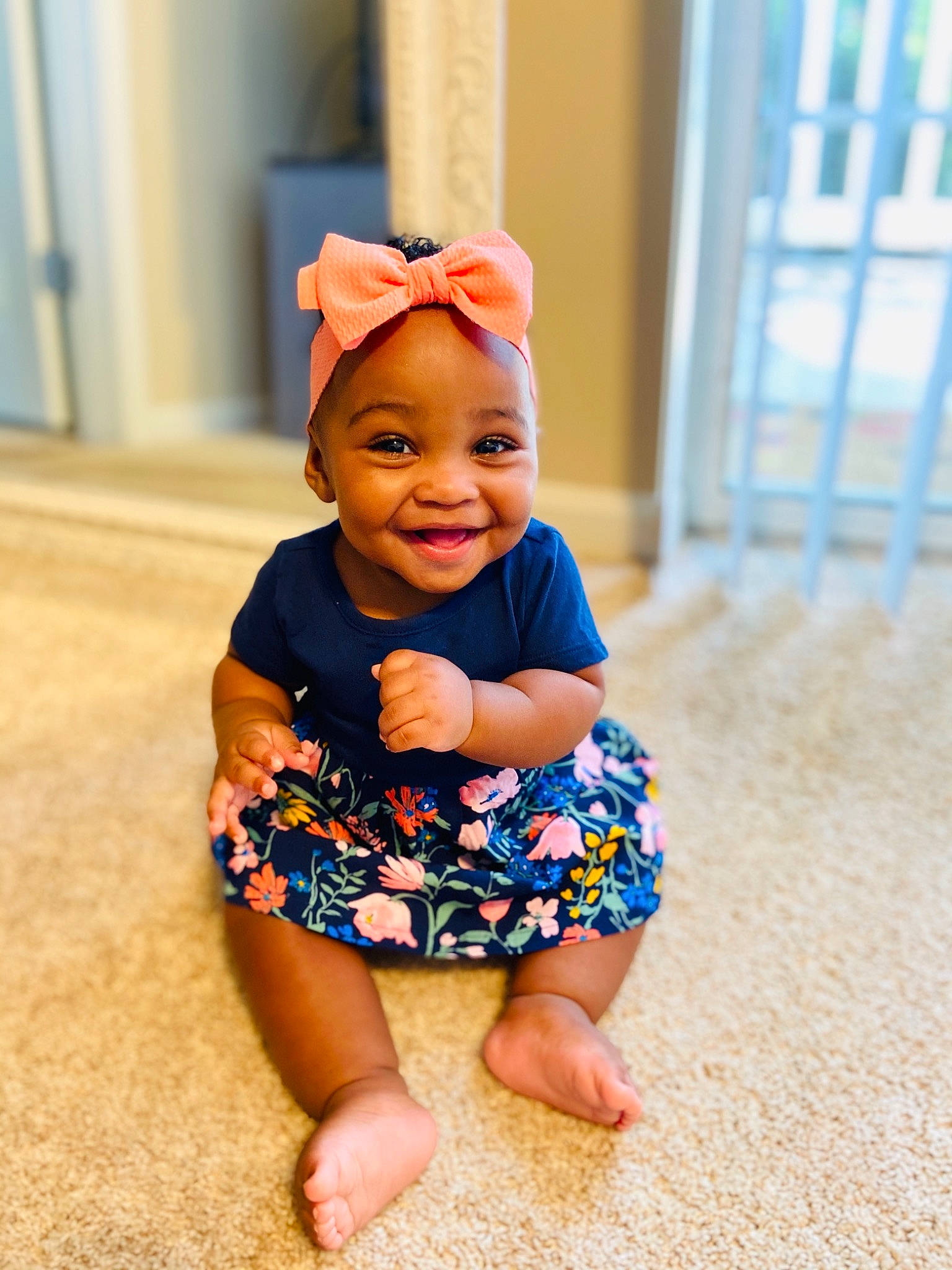 Kaidence is registered to the contest to win money with this photo: baby, baby_toddler_clothing, beauty, blue, child, face, floor, flooring, head, headgear, joy, pattern, people, person, photograph, photography, sitting, skin, smile, toddler