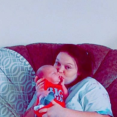 Kamryn joined the competition — help win amazing prizes! baby, baby_sleeping, bedtime, carmine, child, comfort, couch, happy, hug, lap, linens, love, magenta, person, pillow, room, sitting, t_shirt, textile, throw_pillow