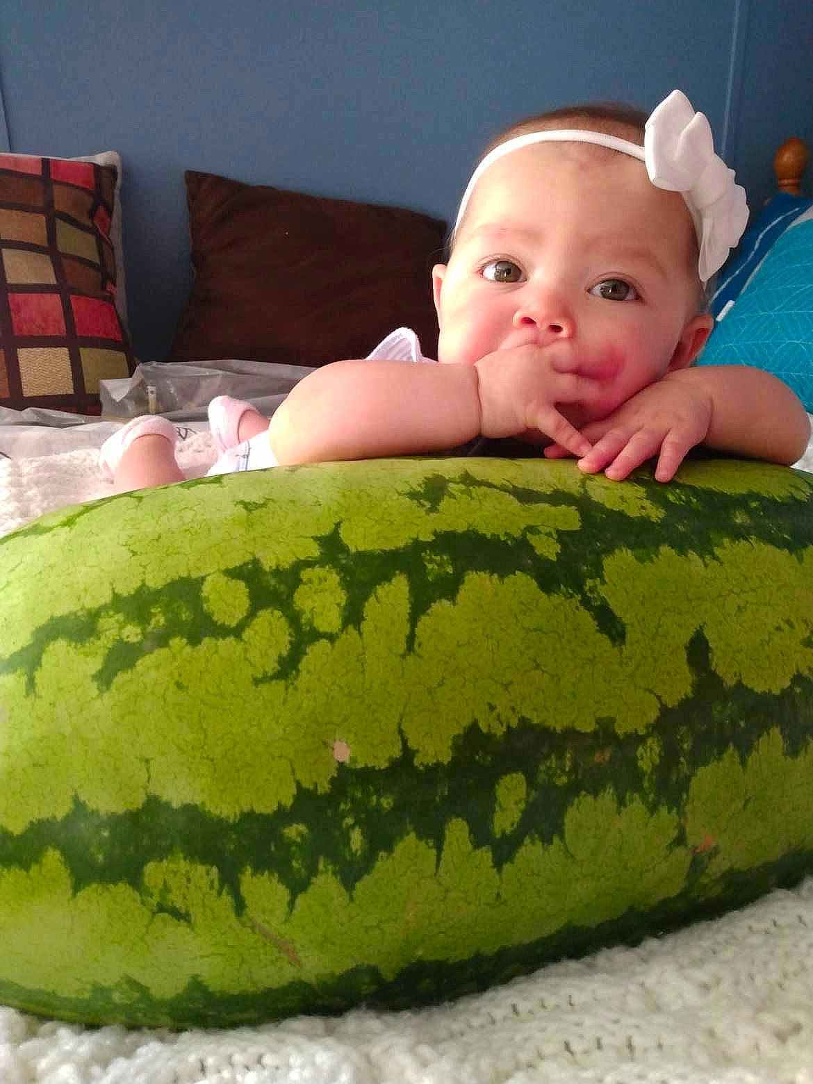 Meadow is registered to the contest to win money with this photo: baby, baby_toddler_clothing, bed, bed_sheet, bedding, child, comfort, flooring, grass, green, linens, mammal, military_camouflage, pattern, person, pillow, room, textile, throw_pillow, toddler