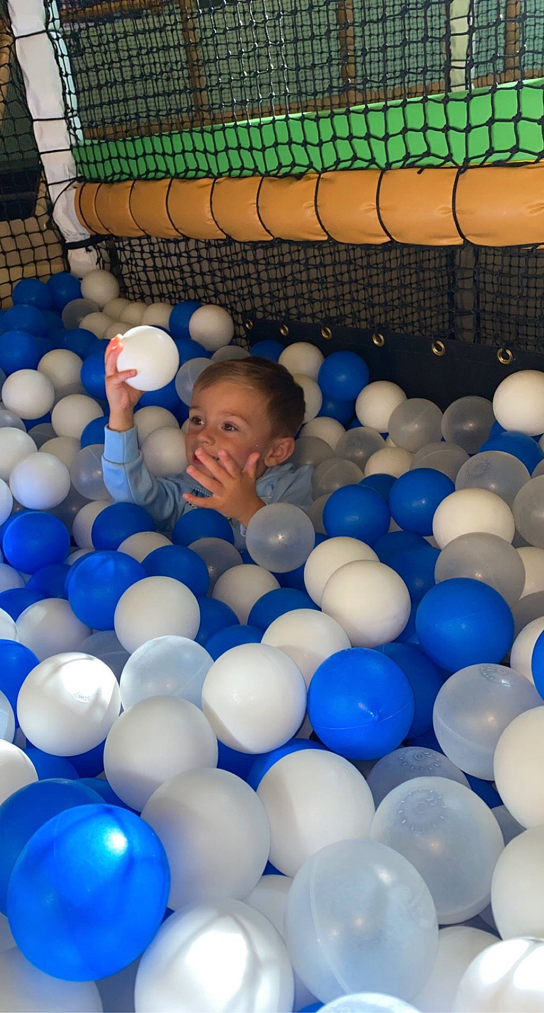 Bowen joined the competition — help win amazing prizes! ball, ball_pit, balloon, blue, electric_blue, event, fun, leisure, light, party_supply, person, photograph, product, recreation, smile, snapshot, space, toddler, toy, white