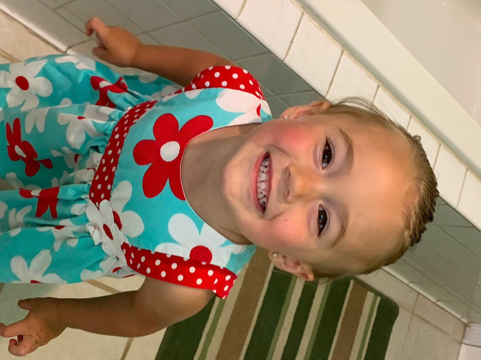 Briella joined the competition — help win amazing prizes! baby_toddler_clothing, chest, child, fashion_accessory, fun, happy, hat, joy, laugh, leisure, pattern, person, polka_dot, room, skin, smile, toddler