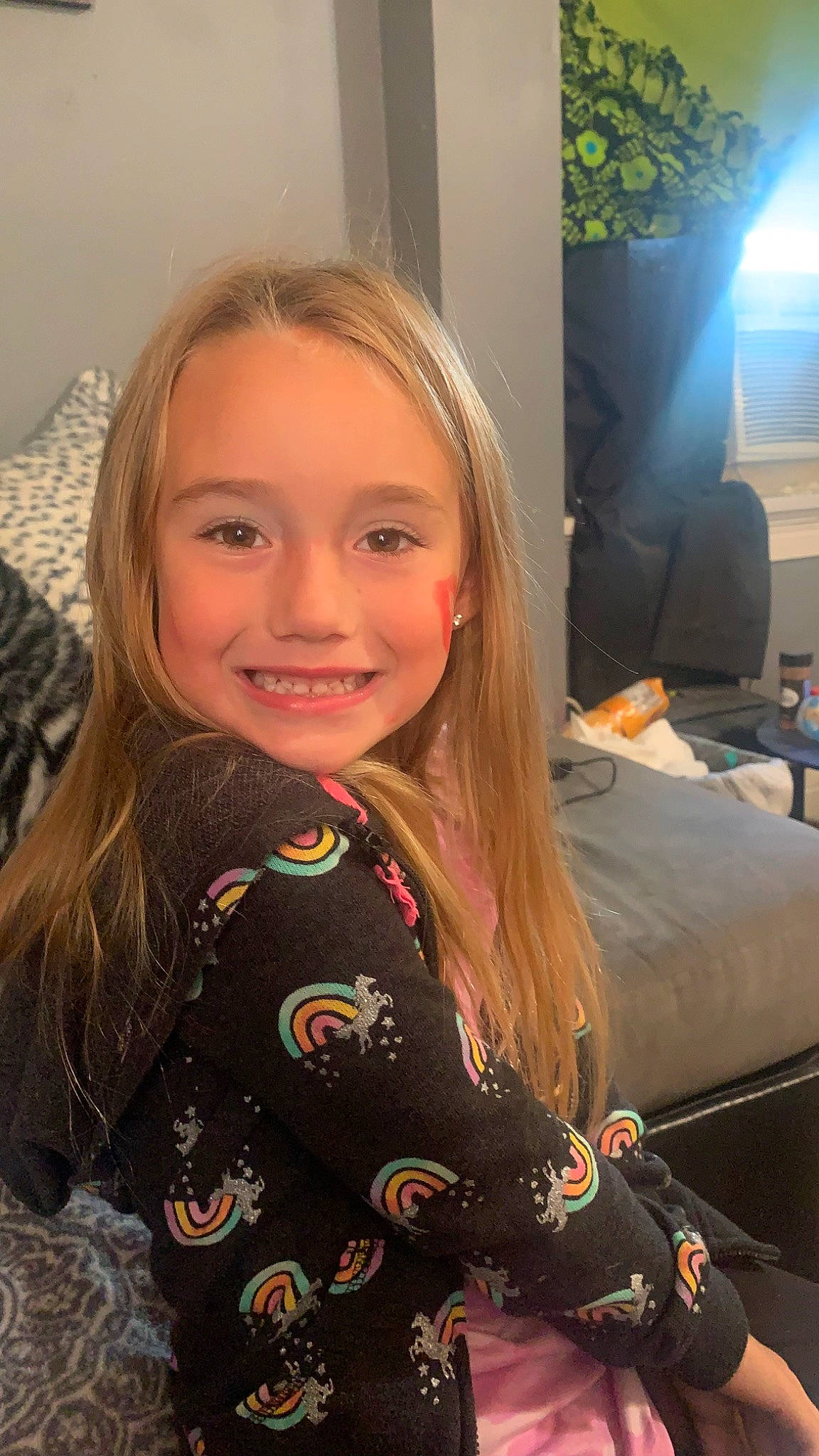 Briella is registered to the contest to win money with this photo: blond, cheek, child, chin, eye, eyebrow, face, flooring, fun, happy, iris, joy, lip, long_hair, mouth, nose, person, skin, smile, t_shirt