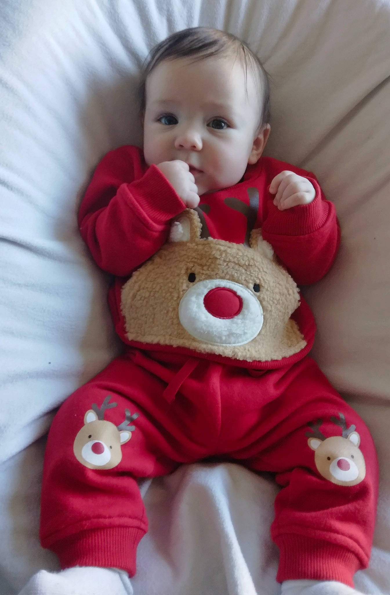 Damien is registered to the contest to win money with this photo: baby, baby_sleeping, baby_toddler_clothing, cheek, child, comfort, doll, finger, hand, happy, person, pink, red, skin, sleeve, stuffed_toy, teddy_bear, textile, toddler, toy