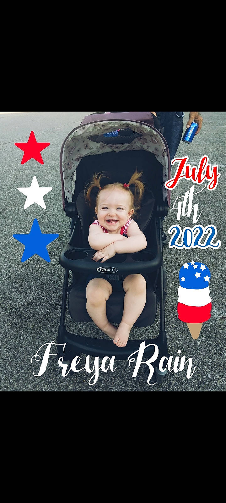 Freya is registered to the contest to win money with this photo: advertising, carmine, child, design, electric_blue, event, flag_day_usa, flag_of_the_united_states, flash_photography, font, happy, holiday, joy, logo, pattern, person, photo_caption, picture_frame, smile, symbol