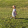 toddler, child, baby, walking, smiling, outdoors, grass, lawn, sunlight, portrait, profile, playful, toddler_clothing, shirt, shorts, socks, field, nature, daylight, happy