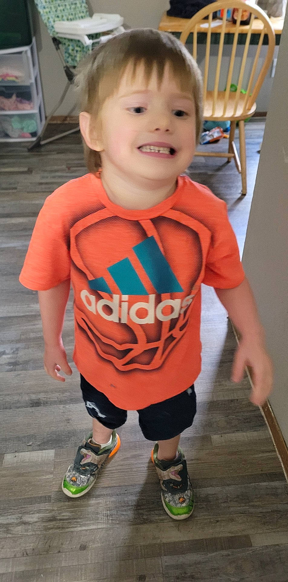 Braxton joined the competition — help win amazing prizes! baby_toddler_clothing, cheek, child, cool, eye, face, happy, head, joint, joy, neck, orange, person, skin, sleeve, smile, t_shirt, television, thigh, toddler