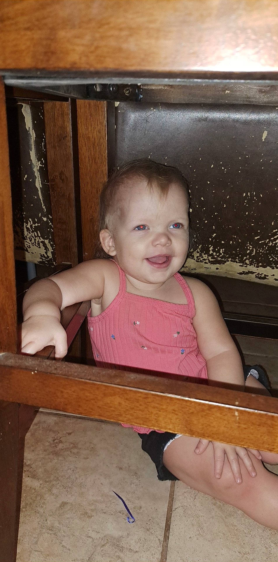 Paisley joined the competition — help win amazing prizes! arm, baby, baby_products, baby_toddler_clothing, chair, cheek, child, eye, fun, hand, happy, hardwood, infant_bed, joy, person, product, room, sitting, skin, smile