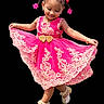 black_background, celebration, child, cute, dance, dress, fashion, footwear, girl, gold, hair_bows, happy, joy, lace, pink, portrait, pose, shoes, smile, toddler