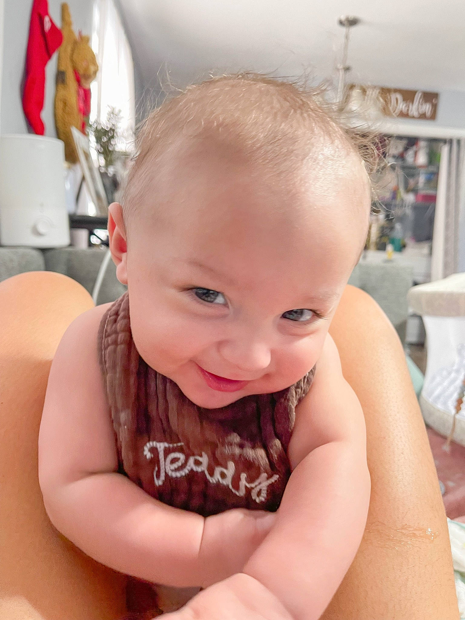 Brooks joined the competition — help win amazing prizes! baby, baby_toddler_clothing, cheek, chest, child, crawling, eye, eyelash, finger, flooring, happy, iris, lip, mouth, person, pink, sitting, skin, smile, thumb
