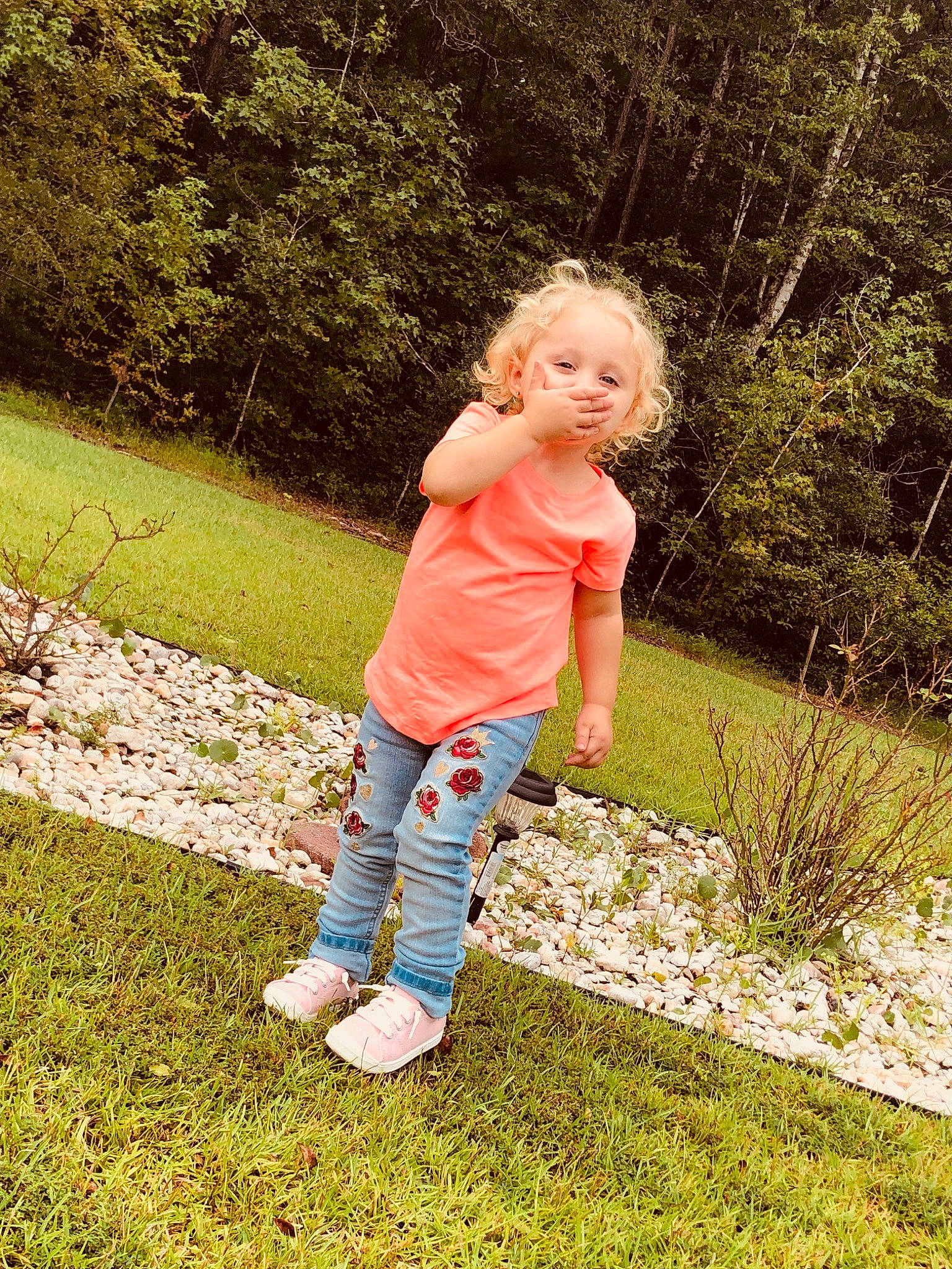 Ashlyn is registered to the contest to win money with this photo: child, fun, grass, happy, meadow, people_in_nature, person, photography, plant, play, smile, toddler, tree, walking