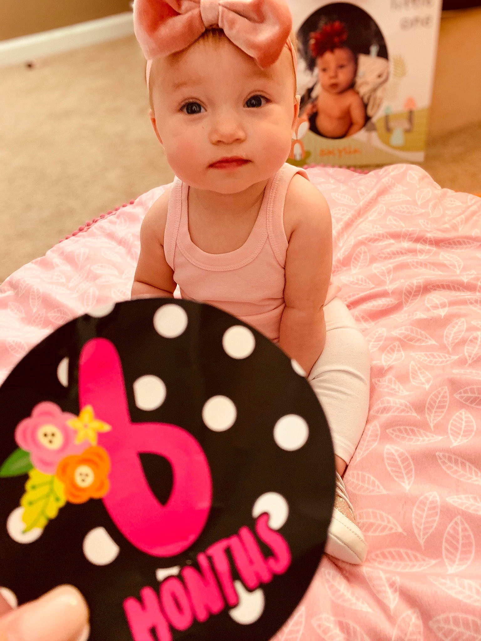 Skylin joined the competition — help win amazing prizes! baby, baby_toddler_clothing, blurred, child, design, ear, head, linens, neck, pattern, person, pink, play, polka_dot, room, textile, toddler