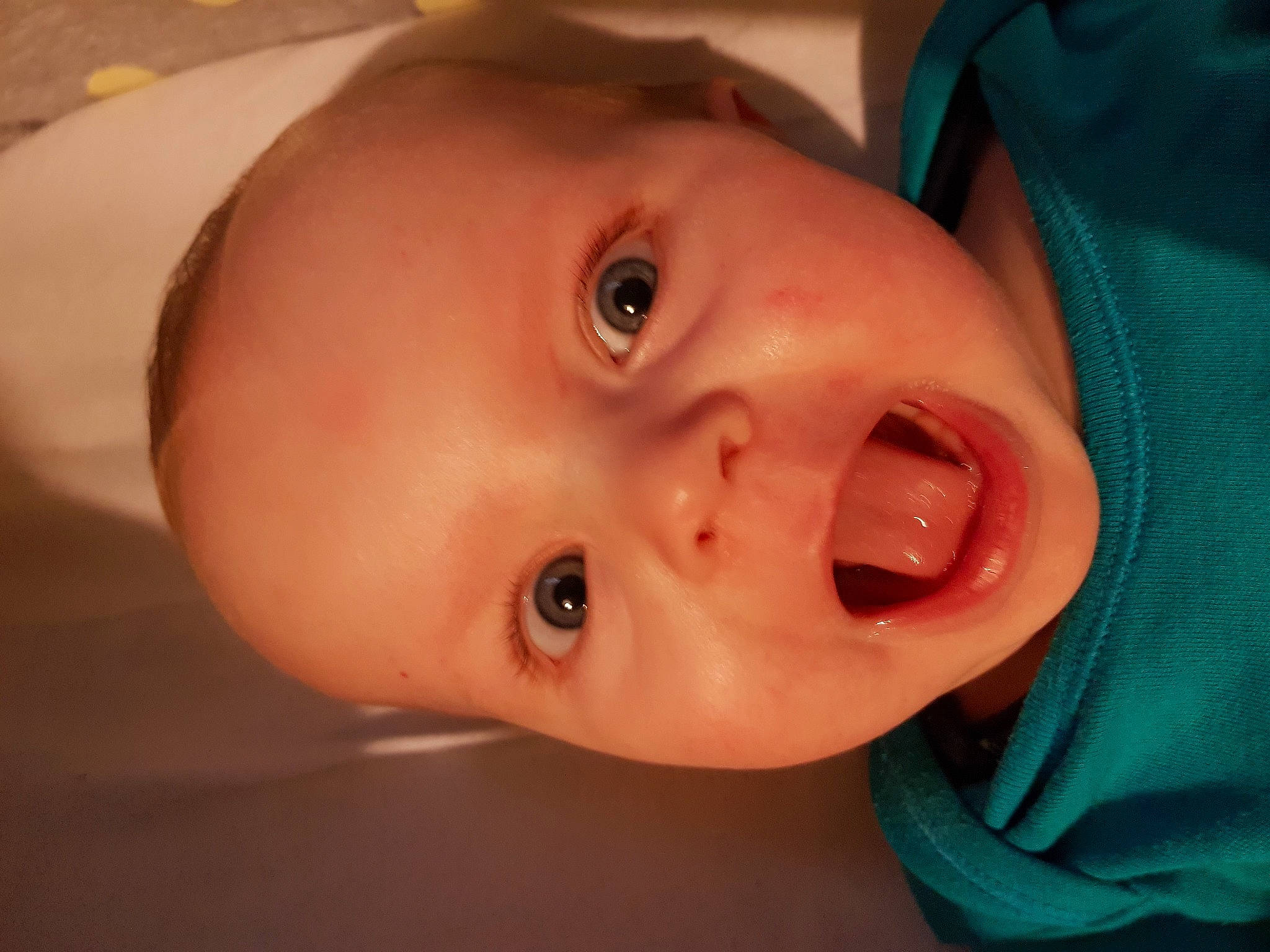 Callan is registered to the contest to win money with this photo: baby, baby_making_funny_faces, cheek, child, chin, close_up, ear, eye, eyebrow, face, facial_expression, forehead, head, iris, lip, mouth, nose, organ, person, skin