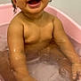 baby, child, bathtub, water, splash, smile, happy, cute, skin, hands, bubbles, pink, tub, infant, playful, wet, fun, joy, portrait, indoors