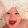 Wrenlee joined the competition — help win amazing prizes! baby, cheerful, child, closeup, cute, expression, eyes, face, floral_background, happy, headband, indoors, infant, joy, mouth_open, portrait, skin, smiling, teeth, white_bow