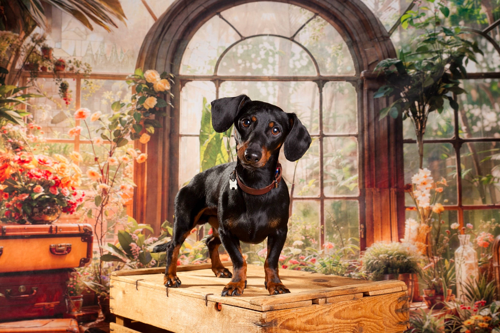 Bruno a rejoint le concours — aidez-le/la à gagner de superbes lots ! canidae, carnivore, companion_dog, dog, dog_breed, dog_supply, fawn, flower, flowerpot, guard_dog, houseplant, palm_tree, pet_supply, plant, snout, sporting_group, tree, window, wood, working_animal