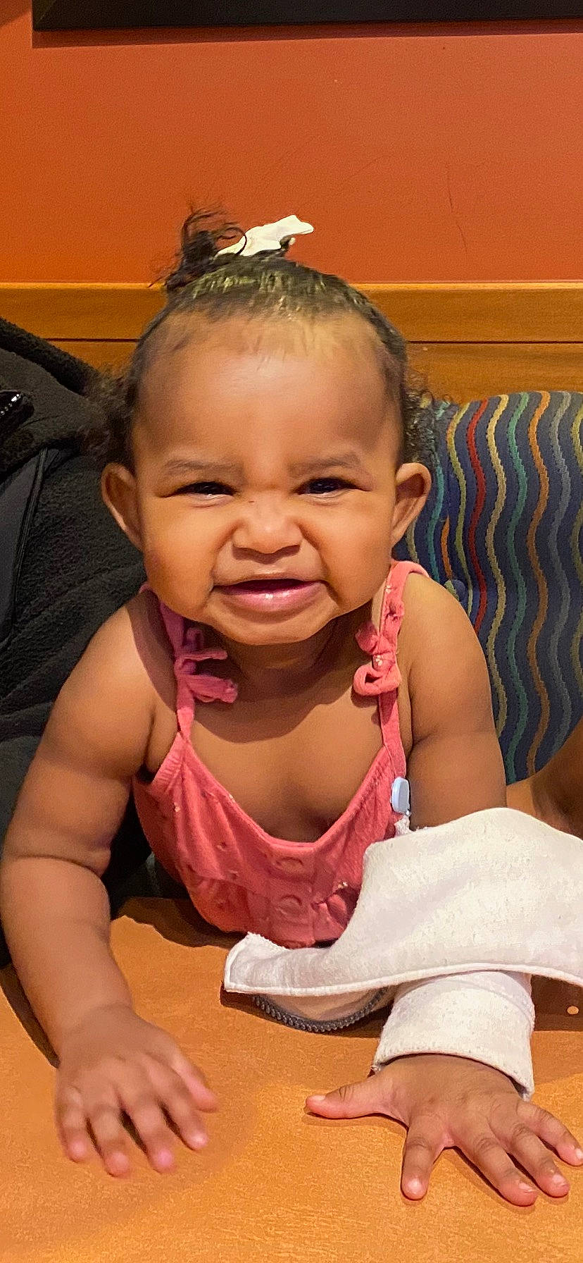 Kailani is registered to the contest to win money with this photo: baby, baby_toddler_clothing, cheek, comfort, eyelash, fun, hair, hairstyle, happy, head, human_body, iris, lip, mouth, neck, nose, person, skin, smile, tiara