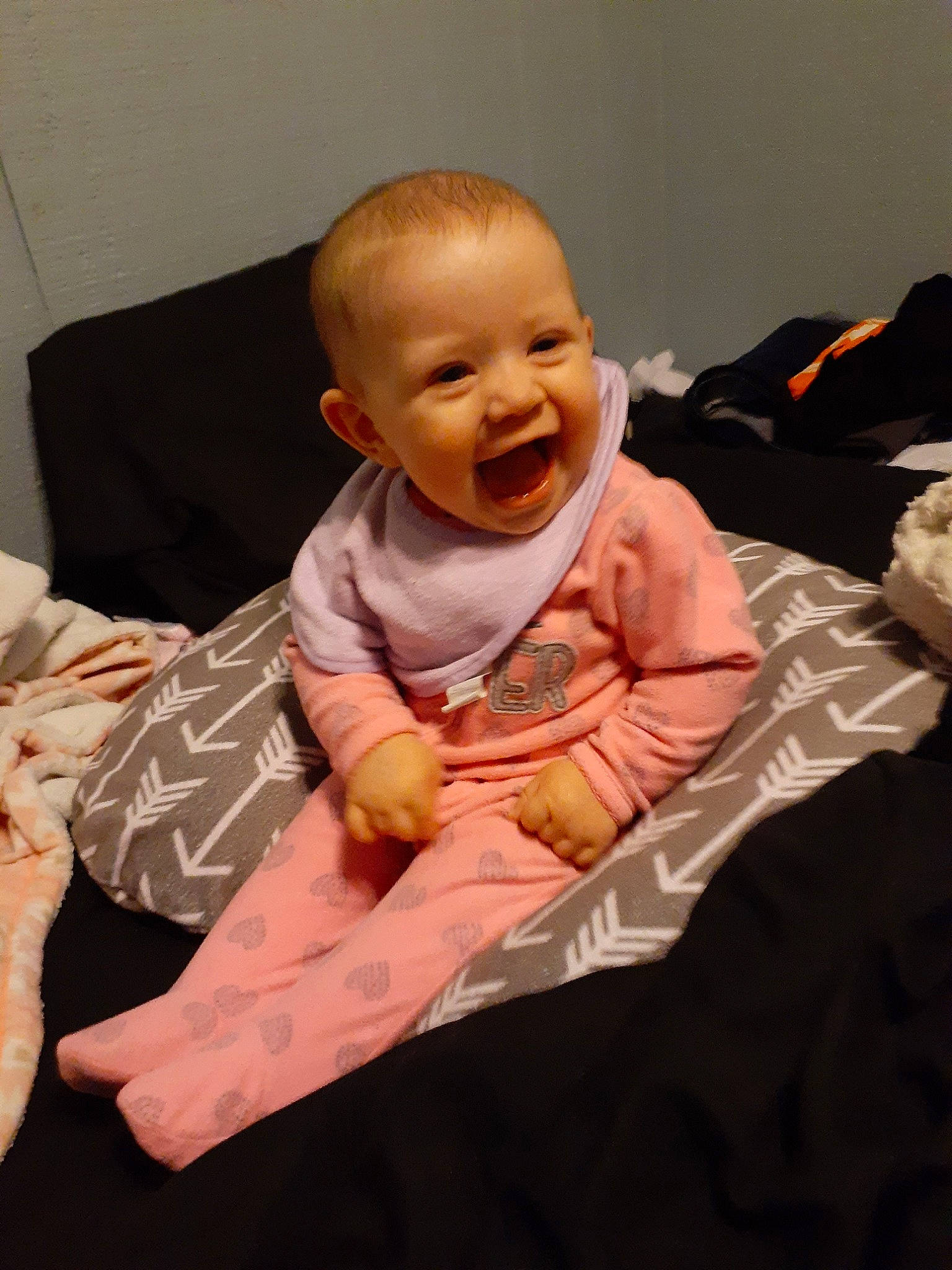 Kiley joined the competition — help win amazing prizes! baby, cheek, child, facial_expression, head, person, sitting, skin, smile, toddler