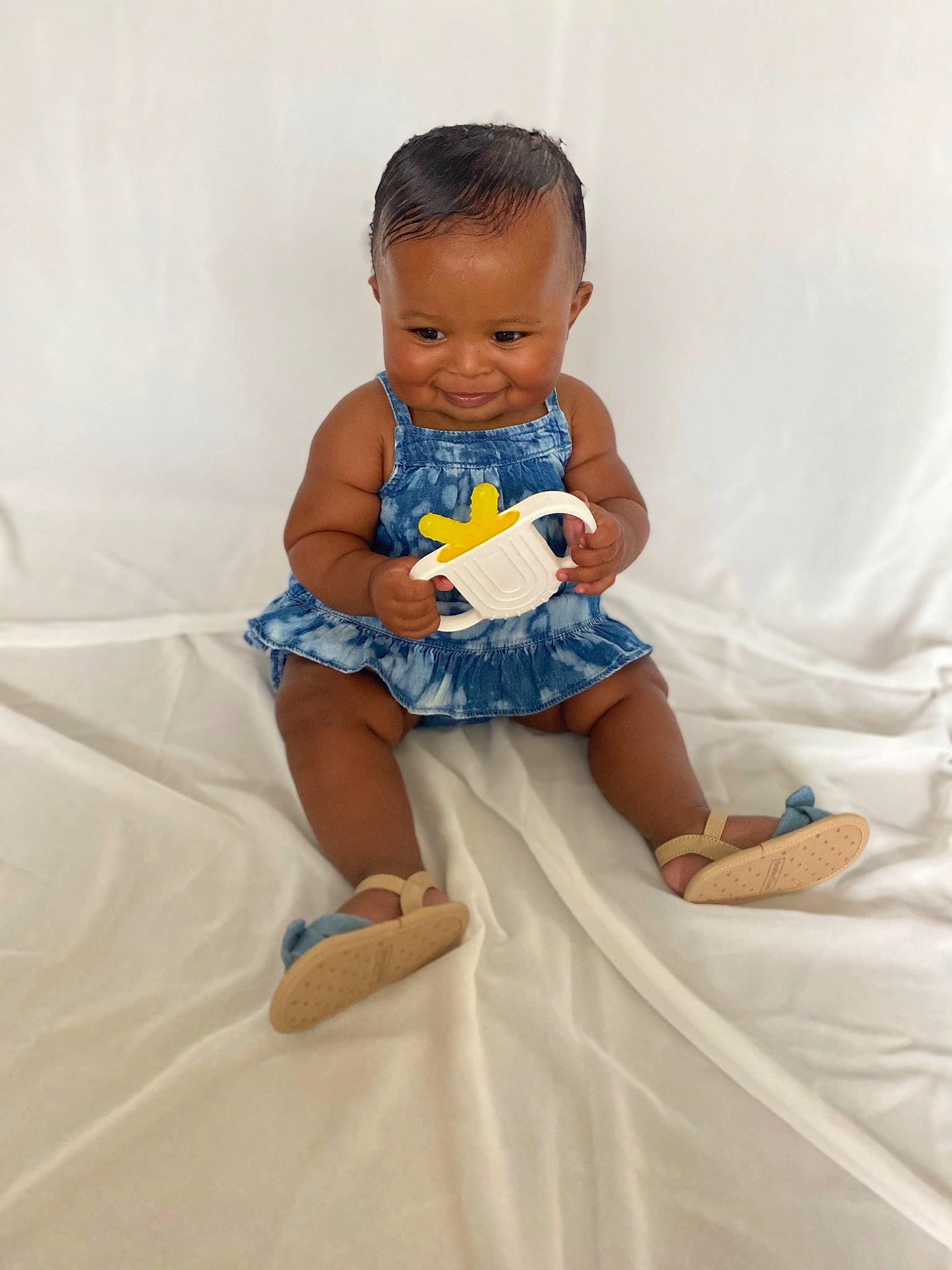 Bria joined the competition — help win amazing prizes! arm, baby, baby_toddler_clothing, day_dress, dress, elbow, electric_blue, event, face, fashion_design, finger, formal_wear, fun, gesture, happy, one_piece_garment, person, sleeve, toddler, trunk