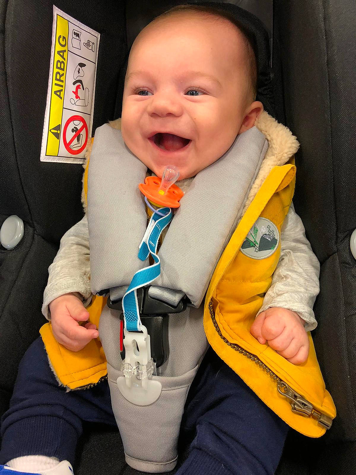 Braydon is registered to the contest to win money with this photo: auto_part, baby, baby_carriage, baby_in_car_seat, baby_products, car_seat, child, person, product, seat_belt, toddler, yellow