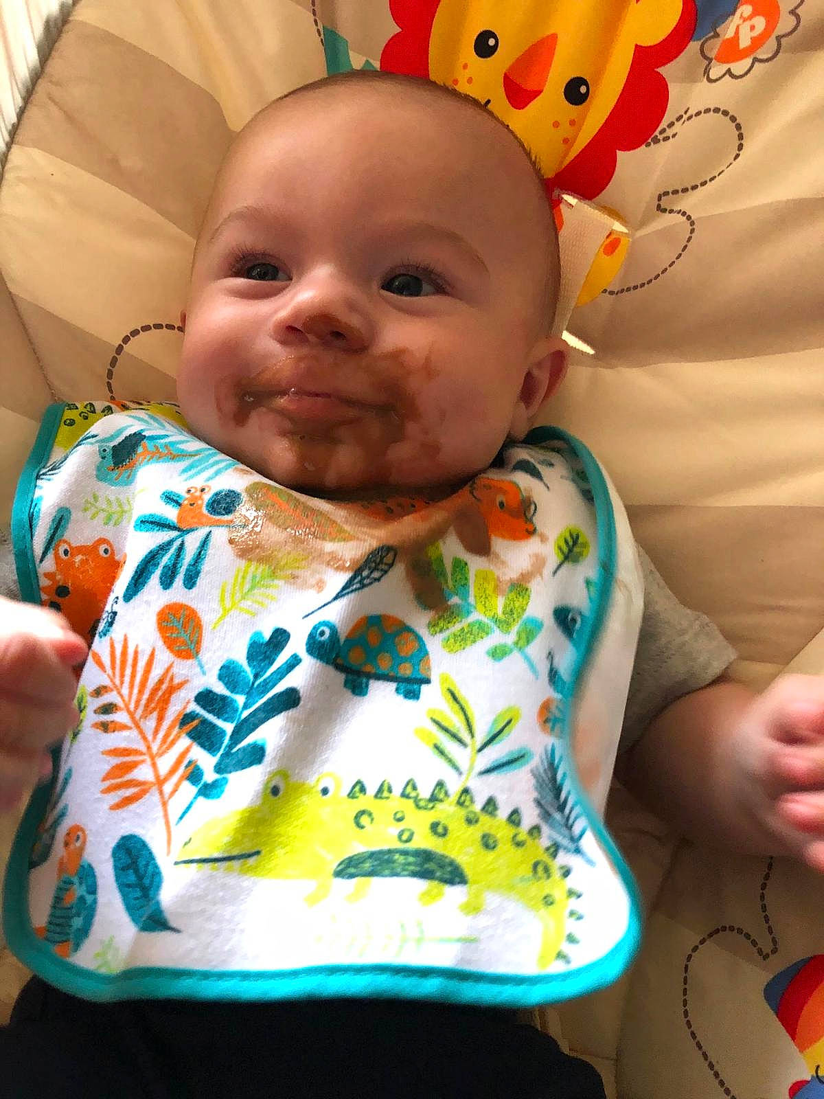 Braydon is registered to the contest to win money with this photo: baby, cheek, child, head, person, textile, toddler