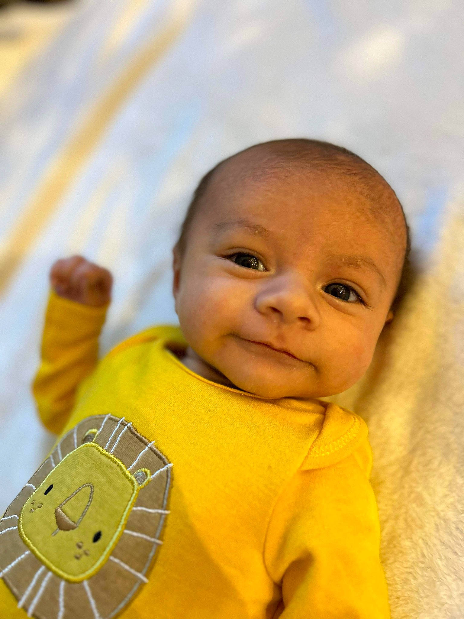 Chase is registered to the contest to win money with this photo: art, baby, baby_toddler_clothing, cheek, child, chin, fun, happy, iris, linens, nose, person, portrait_photography, room, smile, t_shirt, toddler, tree, wood