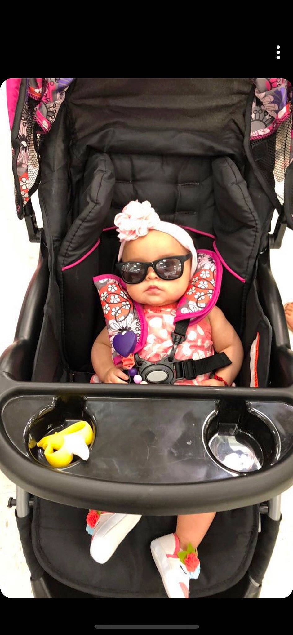 Lydia joined the competition — help win amazing prizes! baby_carriage, baby_products, car_seat, diaper_bag, headwear, person, product