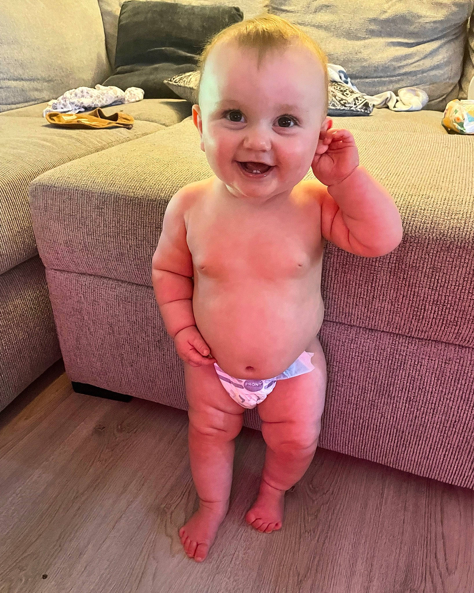Blair joined the competition — help win amazing prizes! baby, baby_toddler_clothing, cheek, chest, eye, face, finger, flooring, hair, happy, head, iris, joy, leg, person, skin, smile, stomach, thigh, thumb