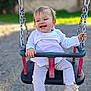 Ava participe au concours pour gagner de l'argent avec cette photo : baby, blurred_background, chain, child, daylight, fun, grass, happy, joy, outdoor, pants, person, play, playground, seat, shoe, smile, swing, toddler, white_clothing