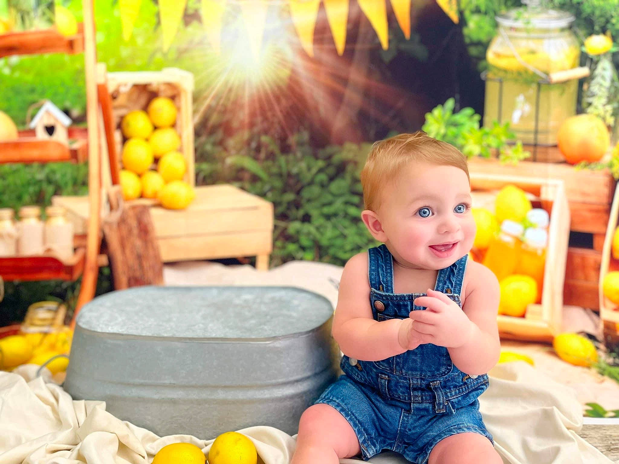 Hudson joined the competition — help win amazing prizes! baby, baby_toddler_clothing, chair, child, citrus, fruit, fun, happy, leisure, morning, natural_foods, orange, person, photograph, plant, smile, snapshot, summer, toddler, toy