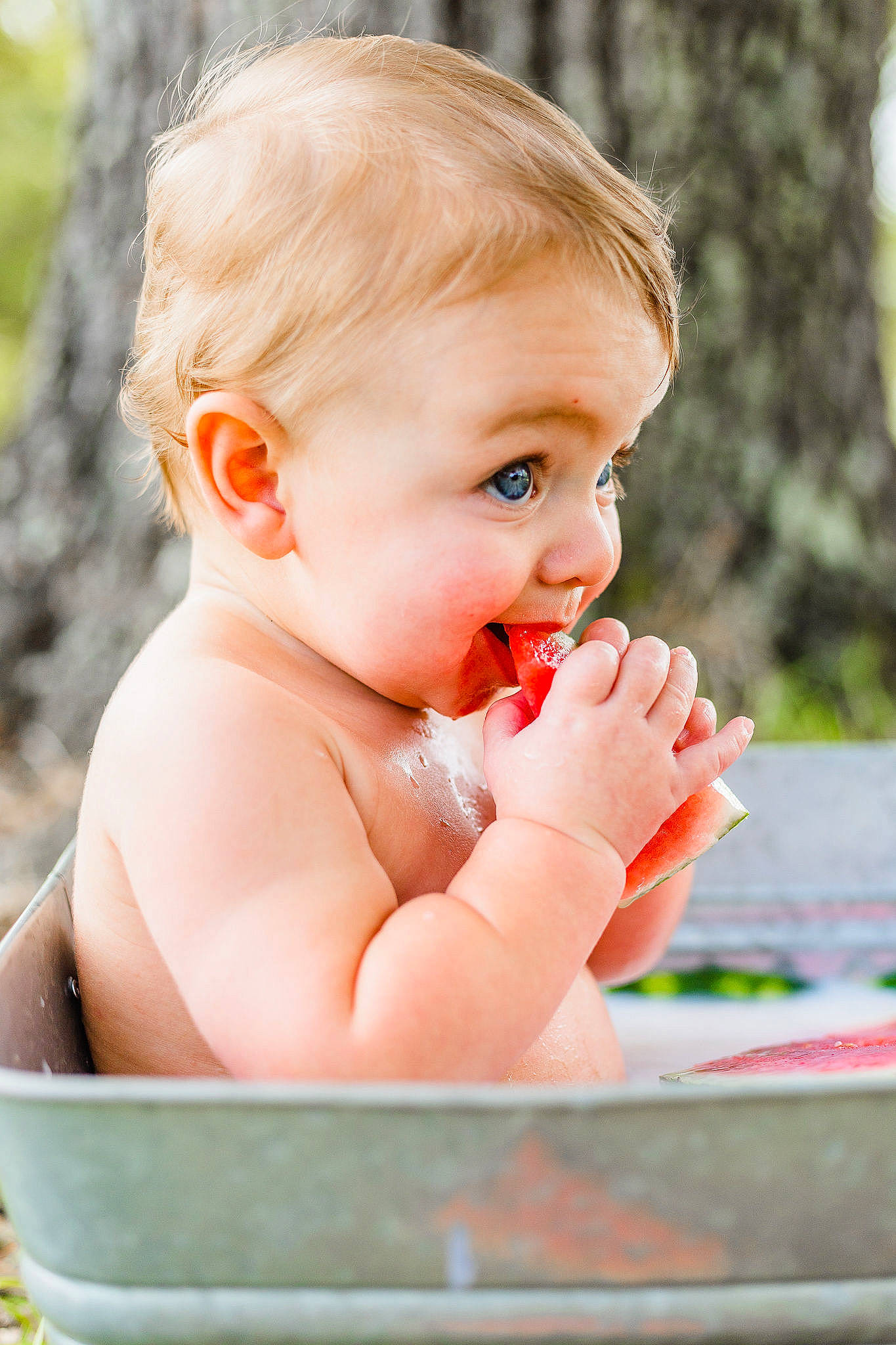 Hudson is registered to the contest to win money with this photo: baby, baby_toddler_clothing, bathing, blond, cheek, child, fun, gesture, grass, hair, happy, iris, leisure, lip, nose, person, recreation, skin, smile, toddler