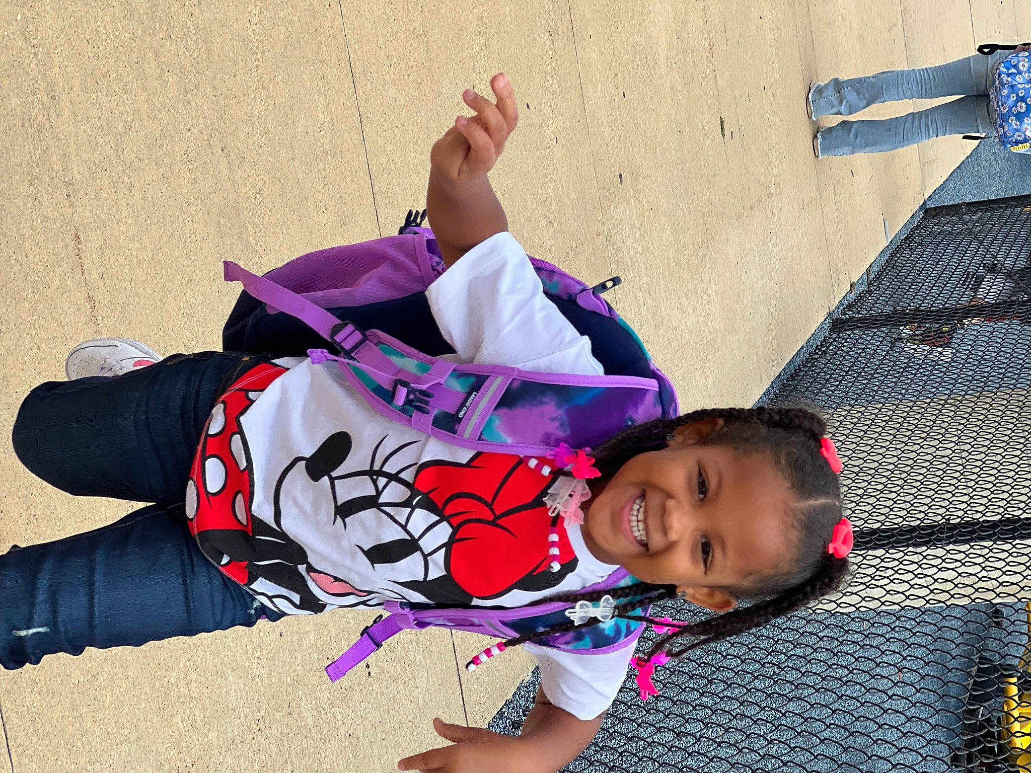 Lilly is registered to the contest to win money with this photo: carmine, child, flooring, fun, grass, happy, joy, leisure, magenta, pattern, person, pink, purple, recreation, shadow, sitting, smile, toddler, travel, vacation