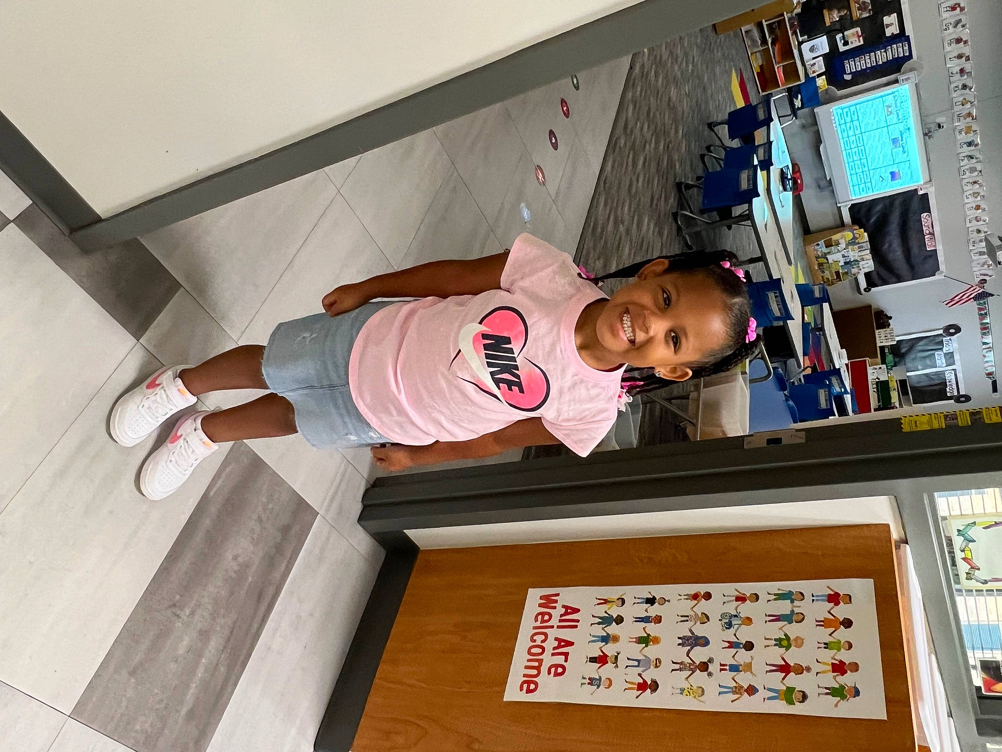 Lilly'Anna is registered to the contest to win money with this photo: baby_toddler_clothing, building, ceiling, child, door, flooring, fun, hardwood, hat, joy, machine, person, room, sleeve, smile, t_shirt, toddler, wood