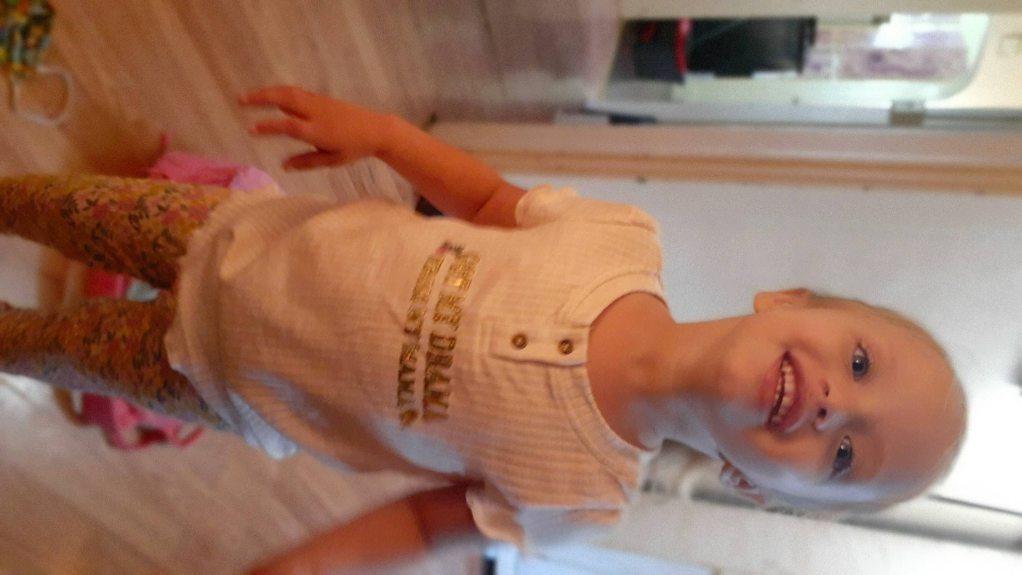 Paisley joined the competition — help win amazing prizes! abdomen, elbow, finger, food, hand, happy, hat, human_leg, joint, joy, kitchen_appliance, leg, nail, person, room, skin, sleeve, smile, thumb, toddler