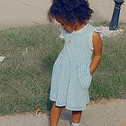 Bethlehem joined the competition — help win amazing prizes! child, toddler, girl, portrait, outdoor, standing, dress, gingham, sneakers, rainbow_shoes, curly_hair, looking_down, hands_in_pockets, grass, sidewalk, bench, park, fashion, smiling, full_body