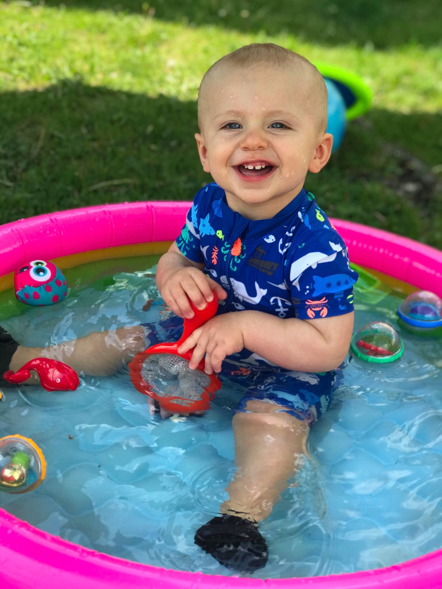 Gryphon is registered to the contest to win money with this photo: baby, baby_float, baby_products, baby_toys, bathing, child, fun, joy, leisure, person, play, product, recreation, summer, swimming_pool, toddler, water