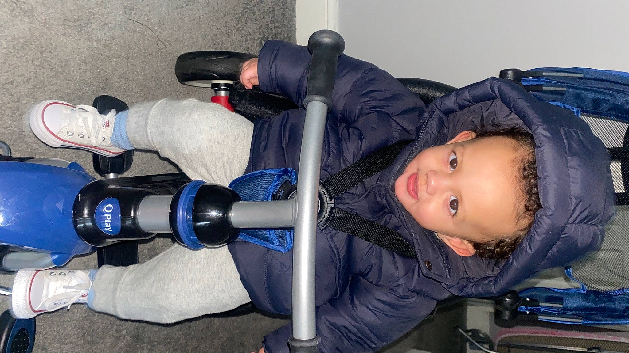 Caiden joined the competition — help win amazing prizes! audio_equipment, auto_part, automotive_wheel_system, baby_carriage, baby_products, child, electric_blue, fun, gas, glove, human_leg, joint, joy, knee, machine, person, personal_protective_equipment, product, sneakers, sock